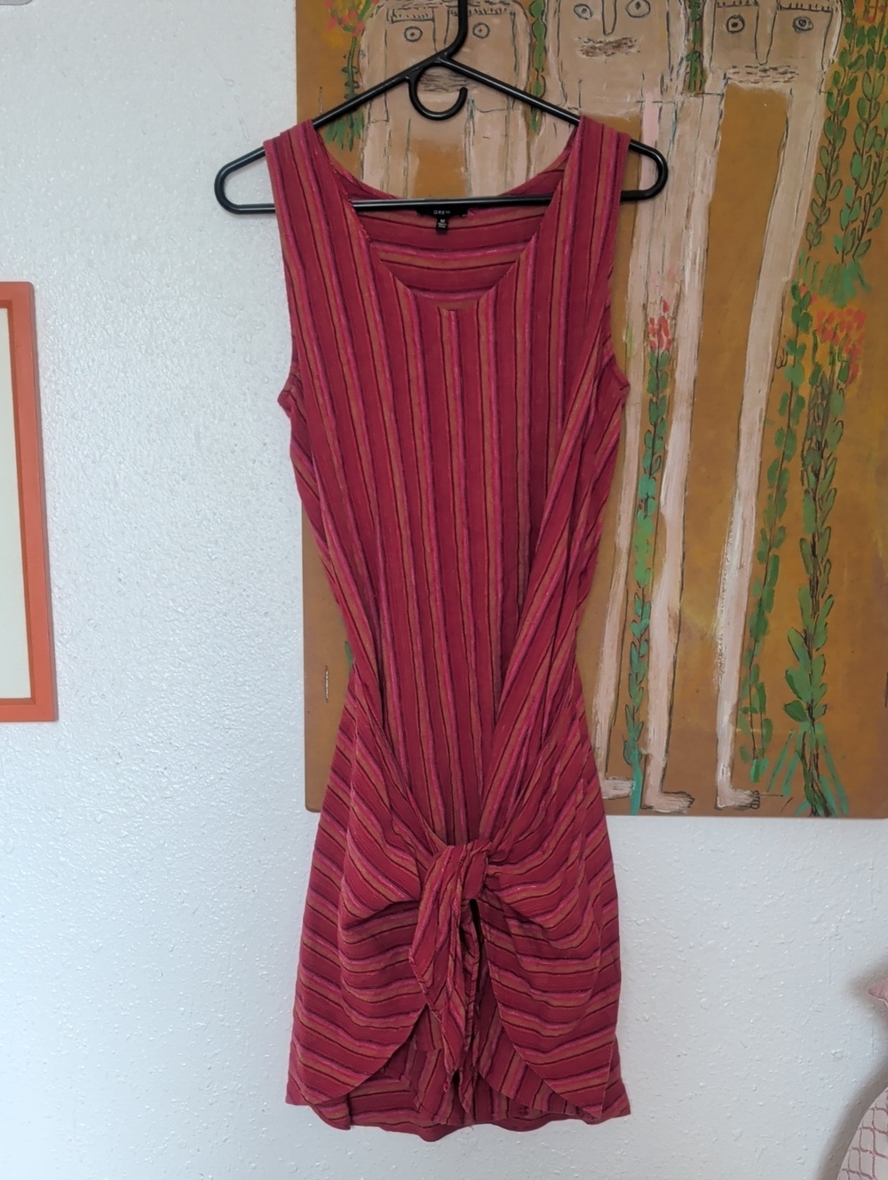 DREW Striped Knot-Front Mini Dress in Berry Multi